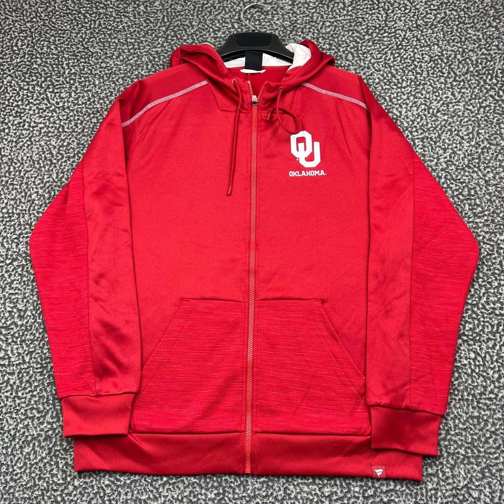 Oklahoma Sooners NCAA Hoodie Men Large Red Fanatics Full Zip Long Sleeve New L